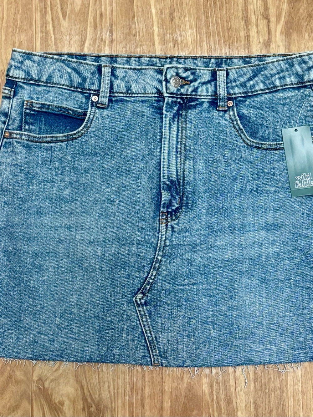 Wild Fable Denim Mini Skirt with Raw Hem - Light Blue